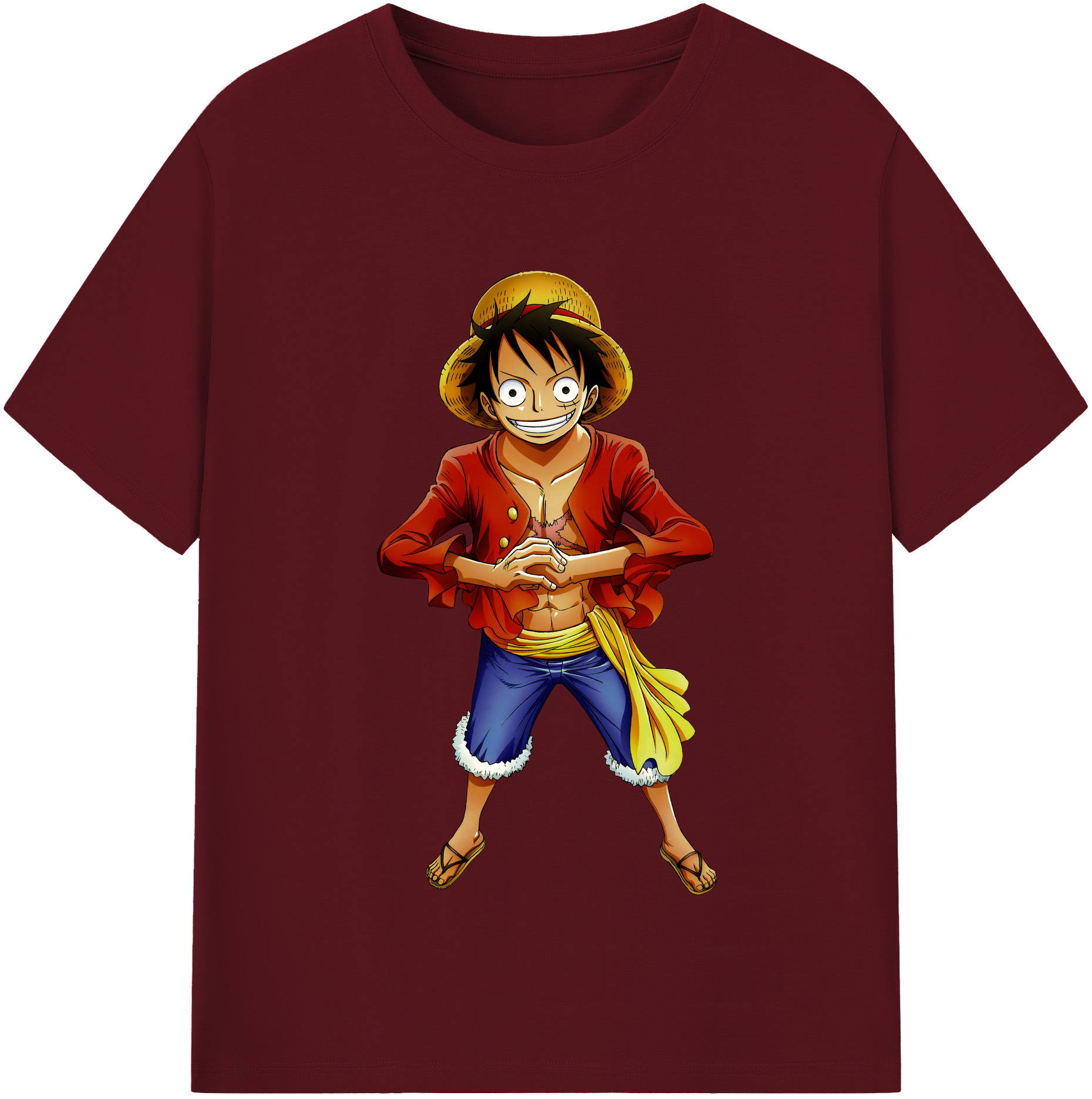 ワンピース モンキー・D・ルフィ ONE PIECE Monkey D. Luffy 綿100％半袖Tシャツ（フロントプリント）